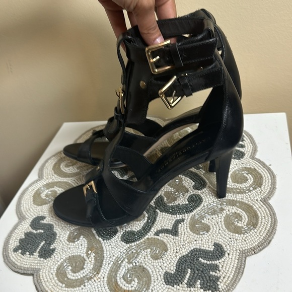 Vero curio  black leather heels made in Italy - Picture 3 of 8